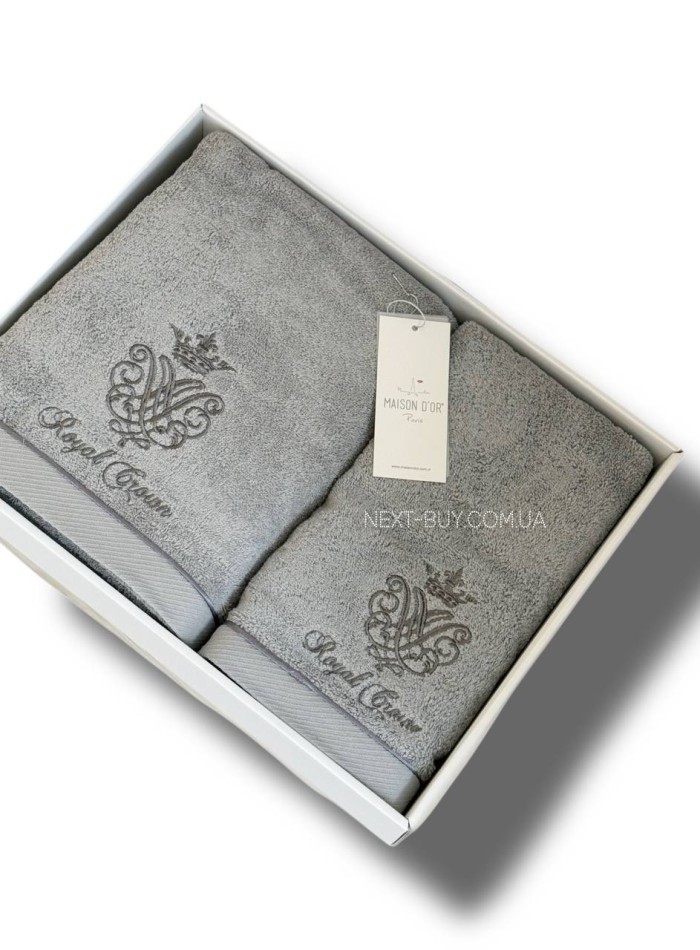 Maison D'or Royal crown grey набор полотенец с вышивкой 3шт. с вышивкой — изображение 2