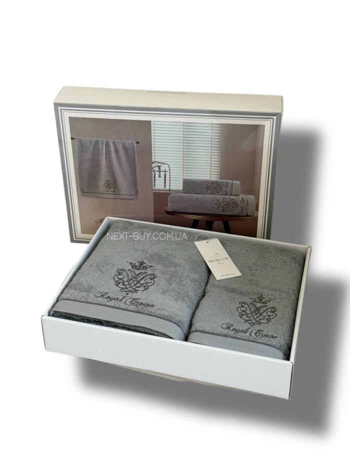 Maison D'or Royal crown grey набор полотенец с вышивкой 3шт. с вышивкой — изображение 3