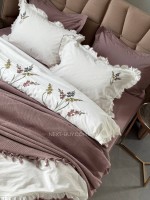Постельное белье с вышивкой и пике Saheser Eveline Murdum евро 200х220 — изображение 6
