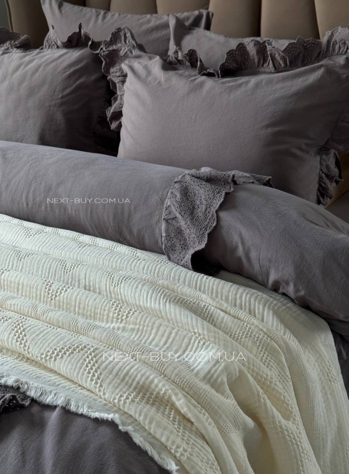 Постільна білизна Romantica antrasit євро 200х220 jacquard - Зображення 5