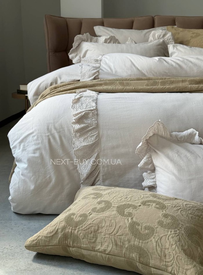 Постільна білизна Romantica bej євро 200х220 jacquard - Зображення 7