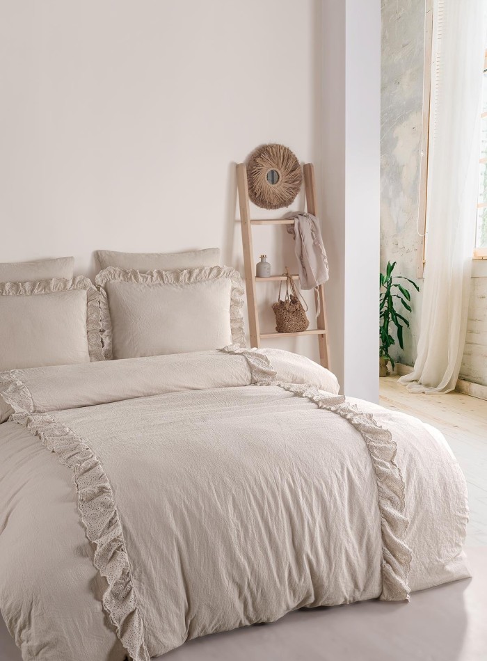 Постільна білизна Romantica bej євро 200х220 jacquard - Зображення 2