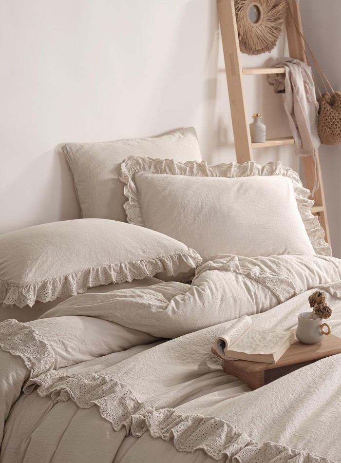Постільна білизна Romantica bej євро 200х220 jacquard - Зображення 3