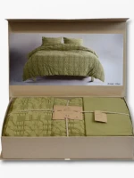 Эксклюзивное постельное белье Limasso Kristal Olive 200x220 из вареного хлопка — изображение 4