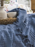 Літній набір постільної білизни з піке Saheser Viola indigo євро - Зображення 2