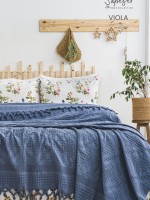 Літній набір постільної білизни з піке Saheser Viola indigo євро