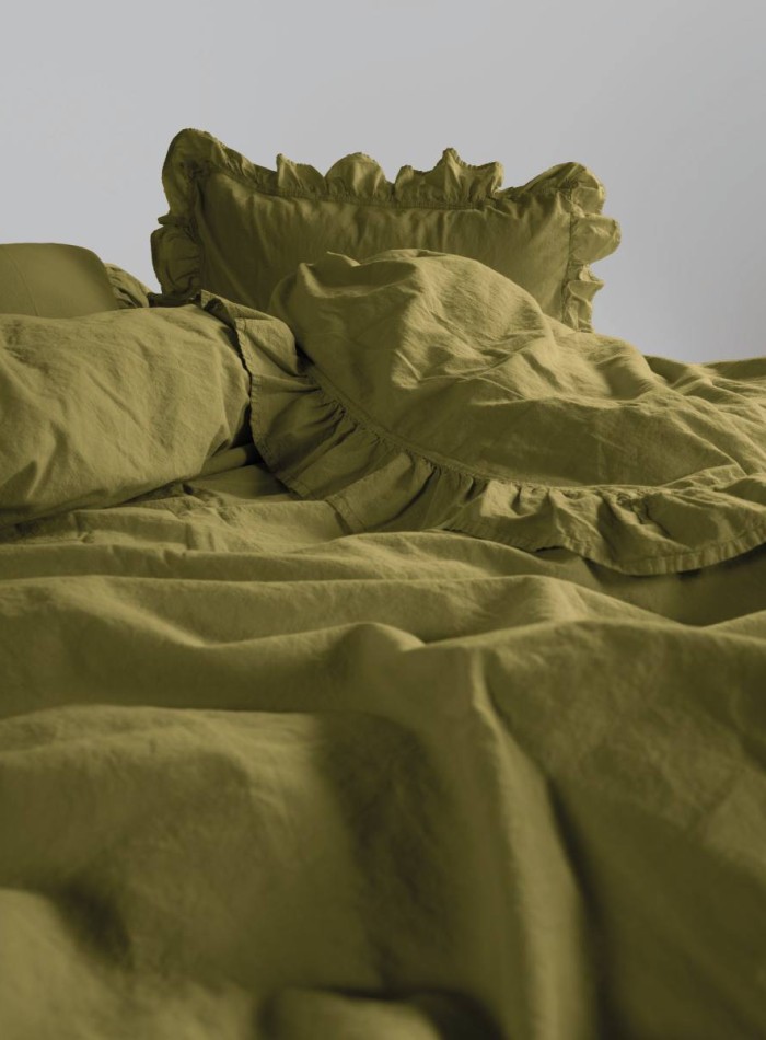 Эксклюзивное постельное белье Limasso Exclusive Olive 200x220 из вареного хлопка — изображение 7