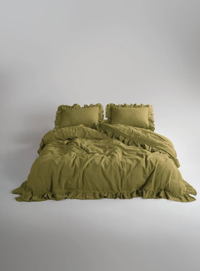 Эксклюзивное постельное белье Limasso Exclusive Olive 200x220 из вареного хлопка — изображение 9