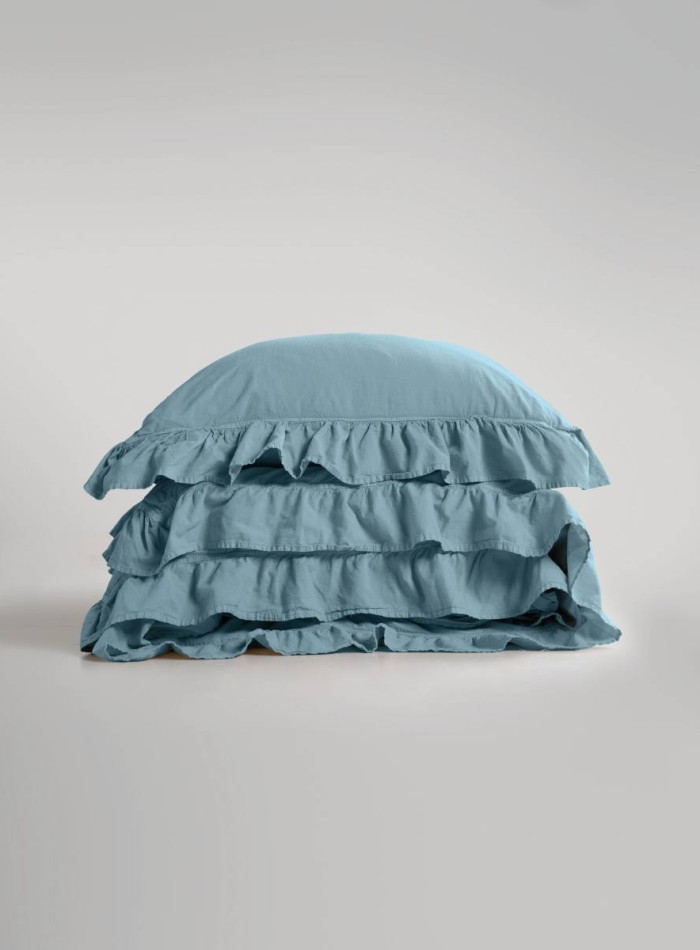 Эксклюзивное постельное белье Limasso Exclusive  Mineral blue 200x220 из вареного хлопка — изображение 4