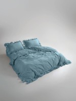 Эксклюзивное постельное белье Limasso Exclusive  Mineral blue 200x220 из вареного хлопка — изображение 3