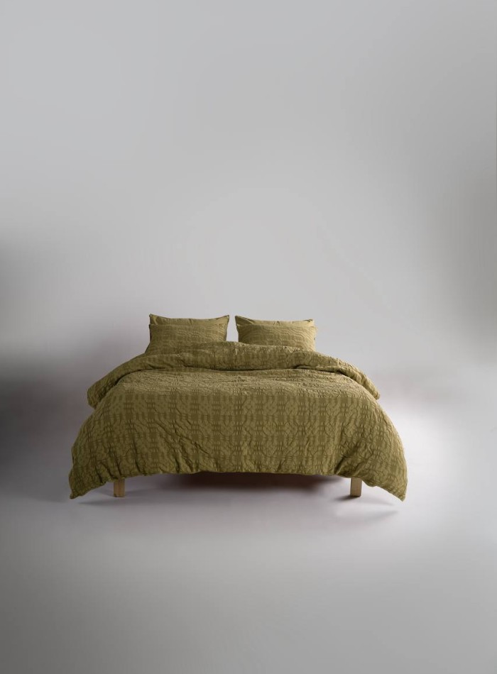 Эксклюзивное постельное белье Limasso Kristal Olive 200x220 из вареного хлопка — изображение 3