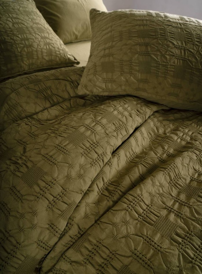 Эксклюзивное постельное белье Limasso Kristal Olive 200x220 из вареного хлопка — изображение 5