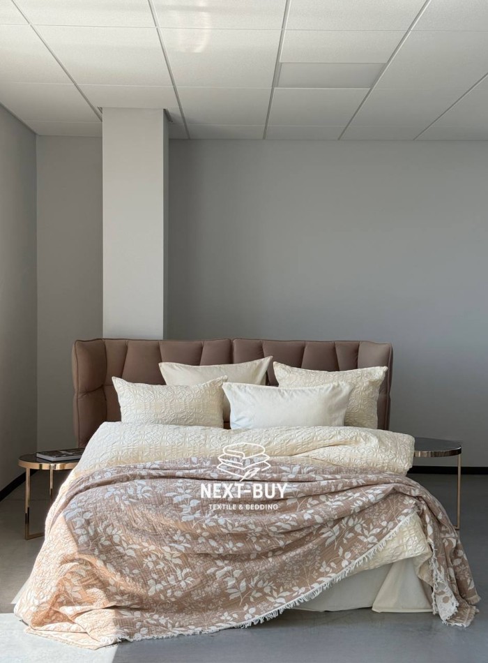 Эксклюзивное постельное белье Limasso Kristal akdeniz kremi 200x220 из вареного хлопка — изображение 4
