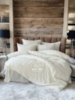 Эксклюзивное Семейное постельное белье Limasso Kristal Snow white 160х220(2шт) из вареного хлопка