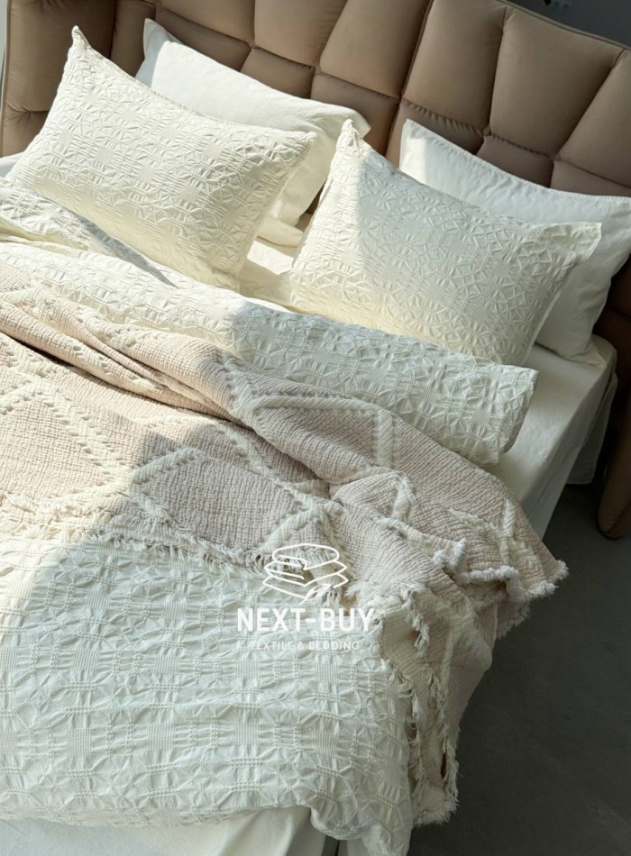 Эксклюзивное Семейное постельное белье Limasso Kristal Snow white 160х220(2шт) из вареного хлопка — изображение 4