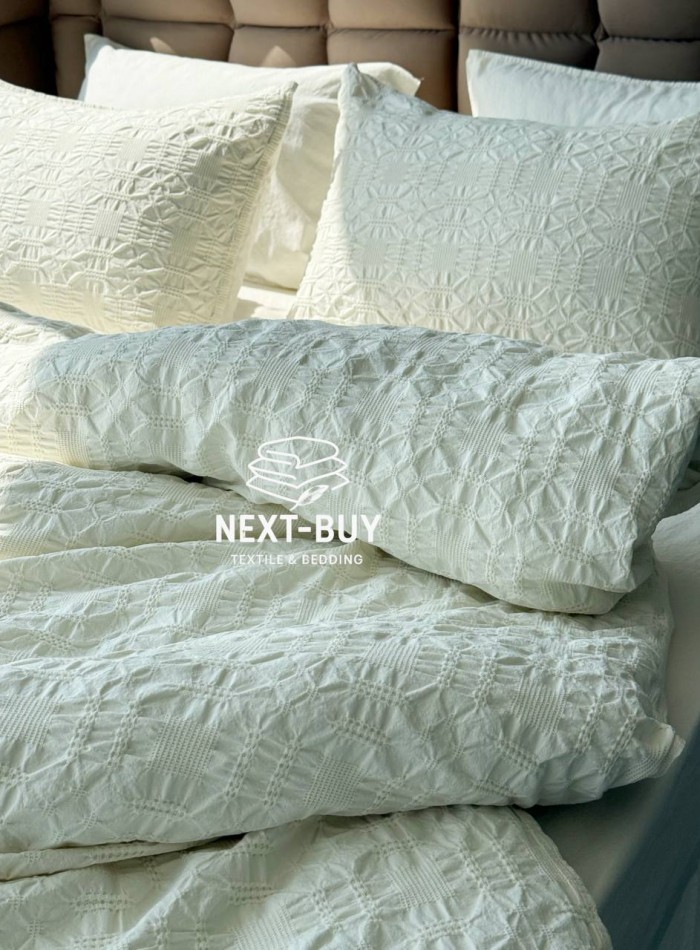 Эксклюзивное Семейное постельное белье Limasso Kristal Snow white 160х220(2шт) из вареного хлопка — изображение 7
