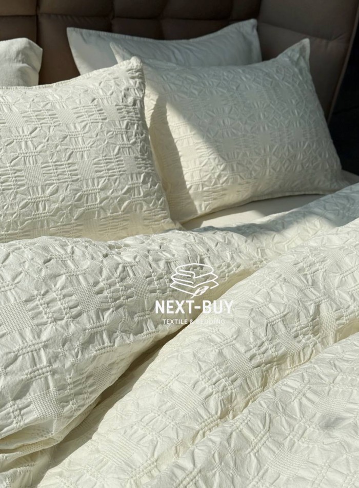 Эксклюзивное Семейное постельное белье Limasso Kristal Snow white 160х220(2шт) из вареного хлопка — изображение 6