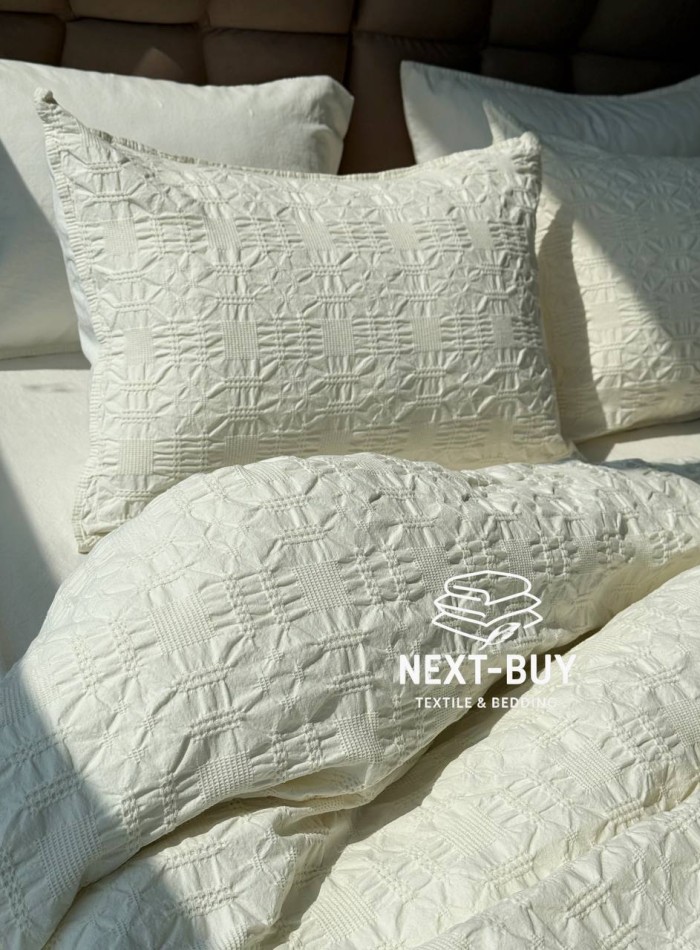 Эксклюзивное Семейное постельное белье Limasso Kristal Snow white 160х220(2шт) из вареного хлопка — изображение 8