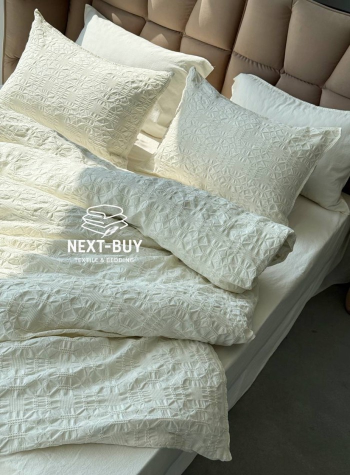 Эксклюзивное Семейное постельное белье Limasso Kristal Snow white 160х220(2шт) из вареного хлопка — изображение 10