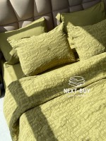 Эксклюзивное постельное белье Limasso Kristal Olive 200x220 из вареного хлопка — изображение 7