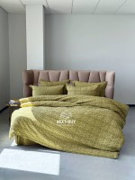 Эксклюзивное постельное белье Limasso Kristal Olive 200x220 из вареного хлопка