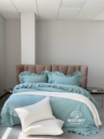 Эксклюзивное постельное белье Limasso Exclusive  Mineral blue 200x220 из вареного хлопка — изображение 5