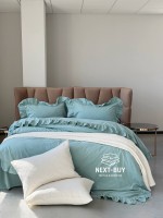 Эксклюзивное постельное белье Limasso Exclusive  Mineral blue 200x220 из вареного хлопка — изображение 6