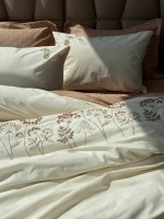 Постільна білизна Saheser Botanic bej євро 200х220 бавовна з вишивкою - Зображення 7