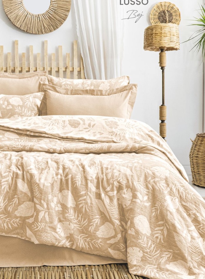 Постільна білизна Saheser Lusso Bej євро 200х220 jacquard - Зображення 7