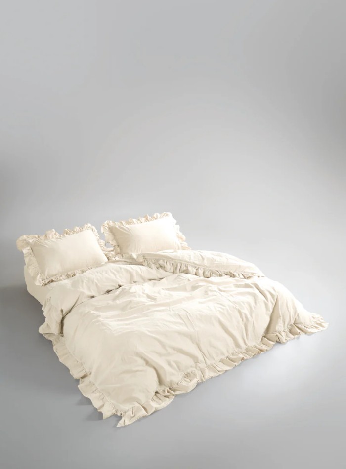 Семейный эксклюзивное постельное белье Limasso Exclusive Akdeniz Krem  160x220 (2шт) из вареного хлопка — изображение 2