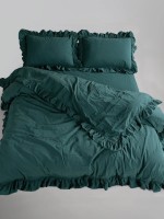 Ексклюзивна постільна білизна Limasso Exclusive  Dark Green 200x220 з вареної бавовни - Зображення 2