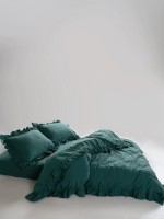 Семейный эксклюзивное постельное белье Limasso Exclusive Dark Green  160x220 (2шт) из вареного хлопка — изображение 5