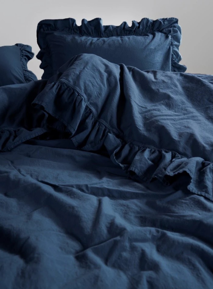 Семейный эксклюзивное постельное белье Limasso Exclusive Dress Blue  160x220 (2шт) из вареного хлопка — изображение 4