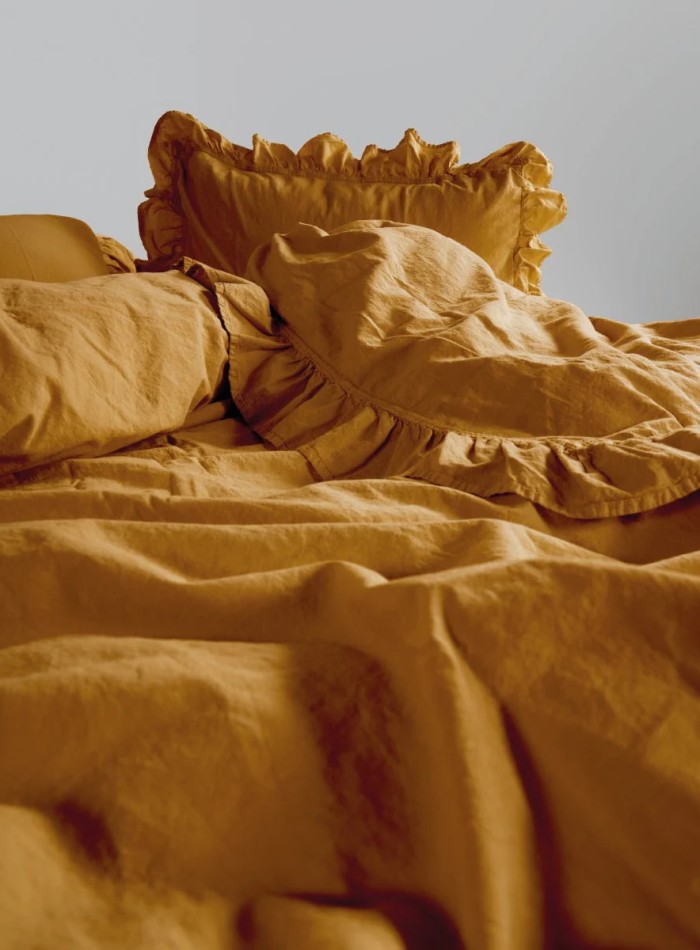 Ексклюзивна постільна білизна Limasso Exclusive Mustard 200x220 з вареної бавовни - Зображення 3