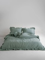 Ексклюзивна постільна білизна Limasso Exclusive Natural Green 200x220 з вареної бавовни