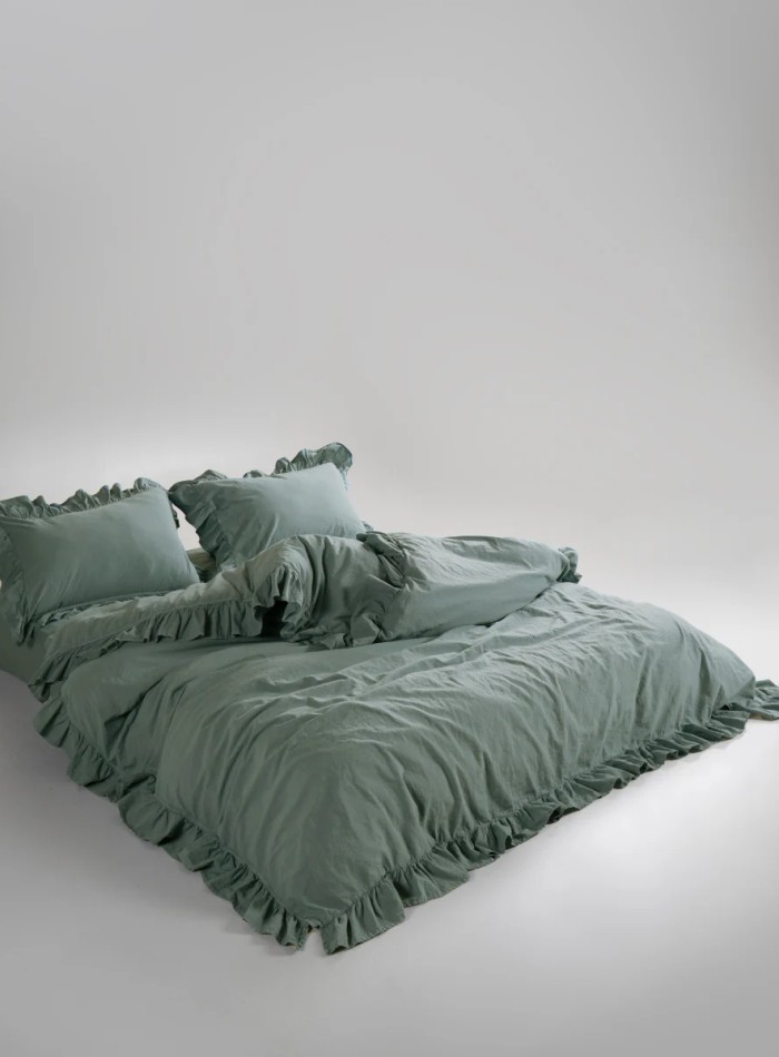 Ексклюзивна постільна білизна Limasso Exclusive Natural Green 200x220 з вареної бавовни - Зображення 2