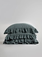 Семейный эксклюзивное постельное белье Limasso Exclusive Natural Grey 160x220 (2шт) из вареного хлопка — изображение 3