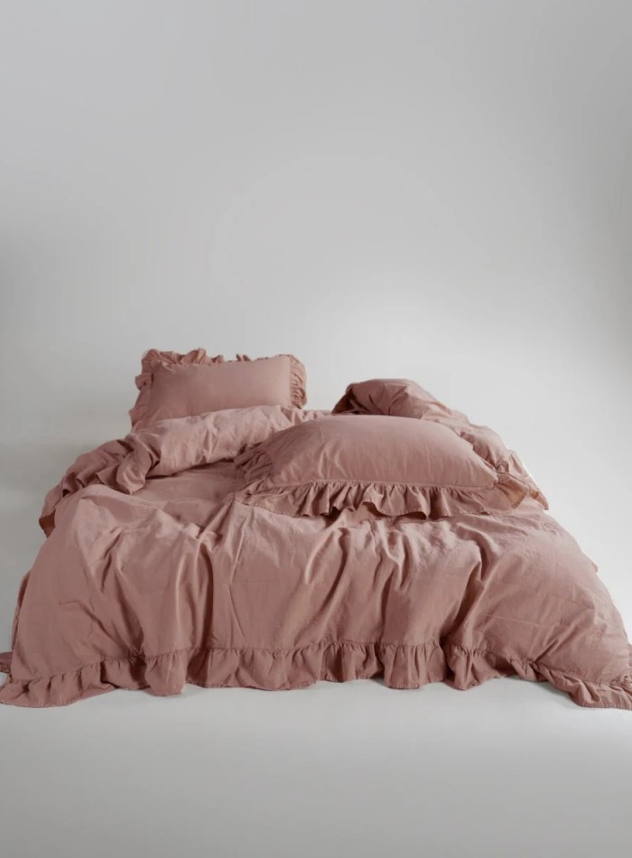 Семейный эксклюзивное постельное белье Limasso Exclusive Old Rose160x220 (2шт) из вареного хлопка — изображение 2