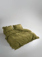 Семейный эксклюзивное постельное белье Limasso Exclusive Olive 160x220 (2шт) из вареного хлопка — изображение 3