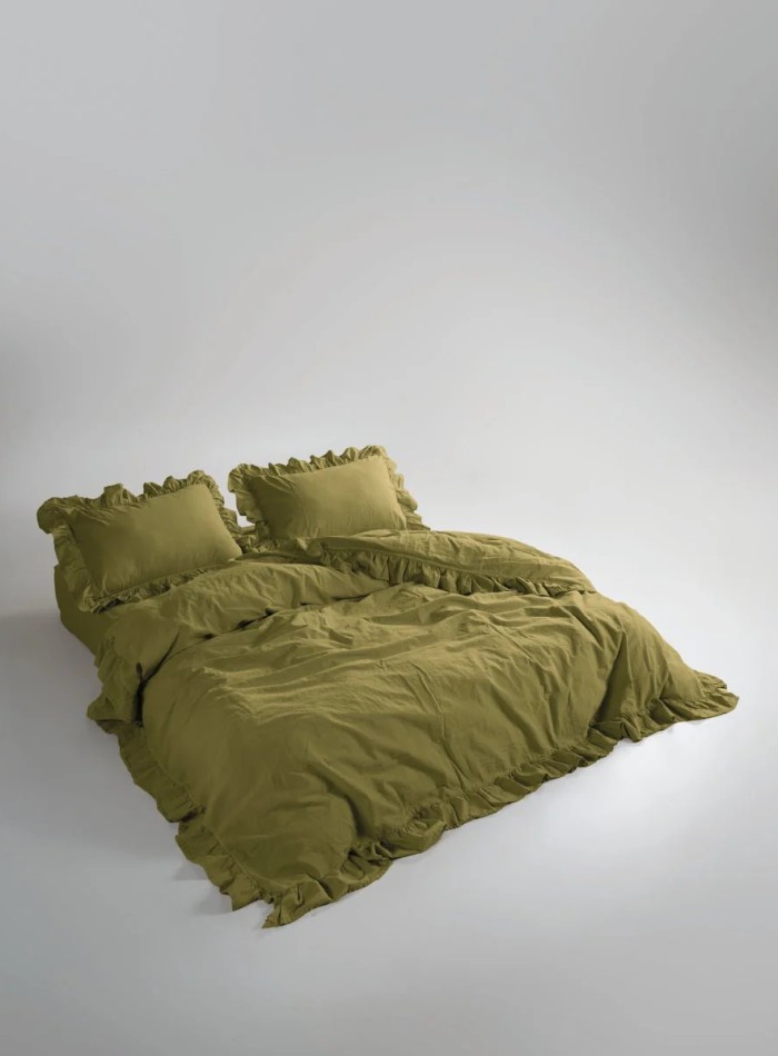 Семейный эксклюзивное постельное белье Limasso Exclusive Olive 160x220 (2шт) из вареного хлопка — изображение 3