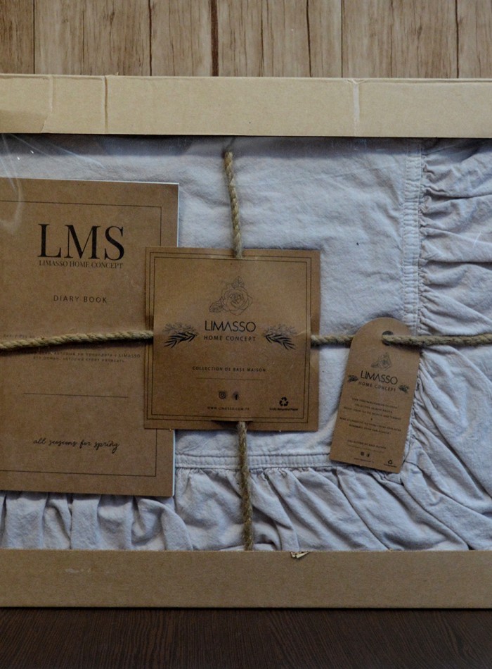 Эксклюзивное постельное белье Limasso Exclusive Natural Krem 200x220 из вареного хлопка — изображение 2