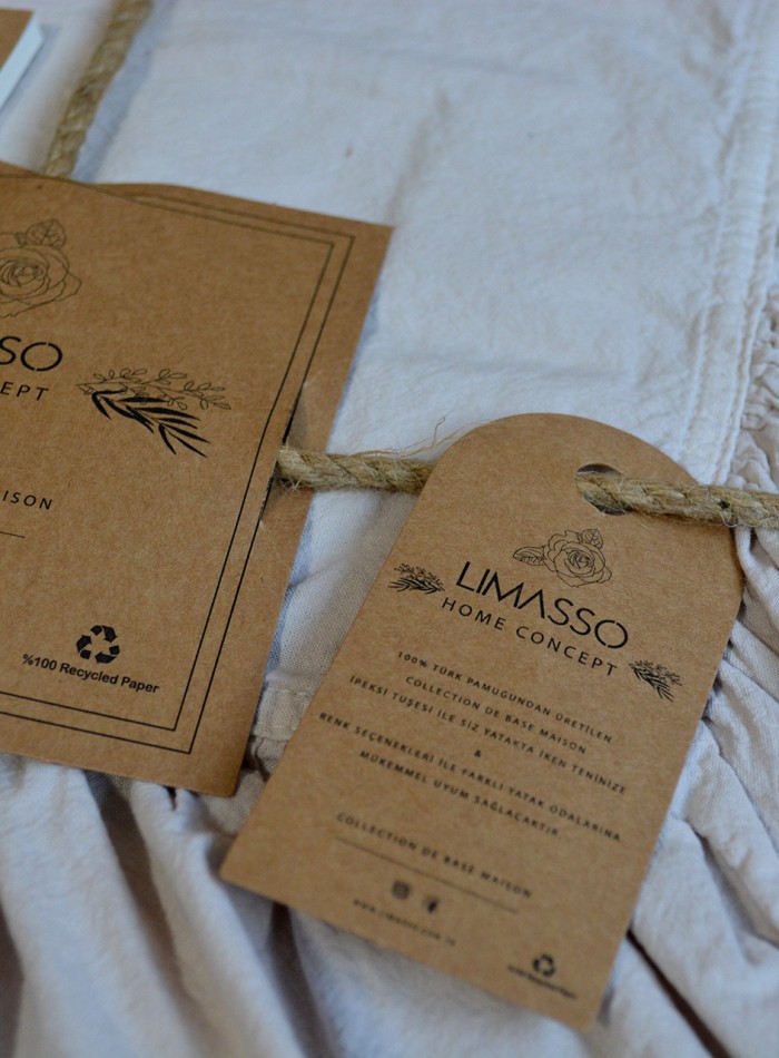 Эксклюзивное постельное белье Limasso Exclusive Natural Krem 200x220 из вареного хлопка — изображение 5