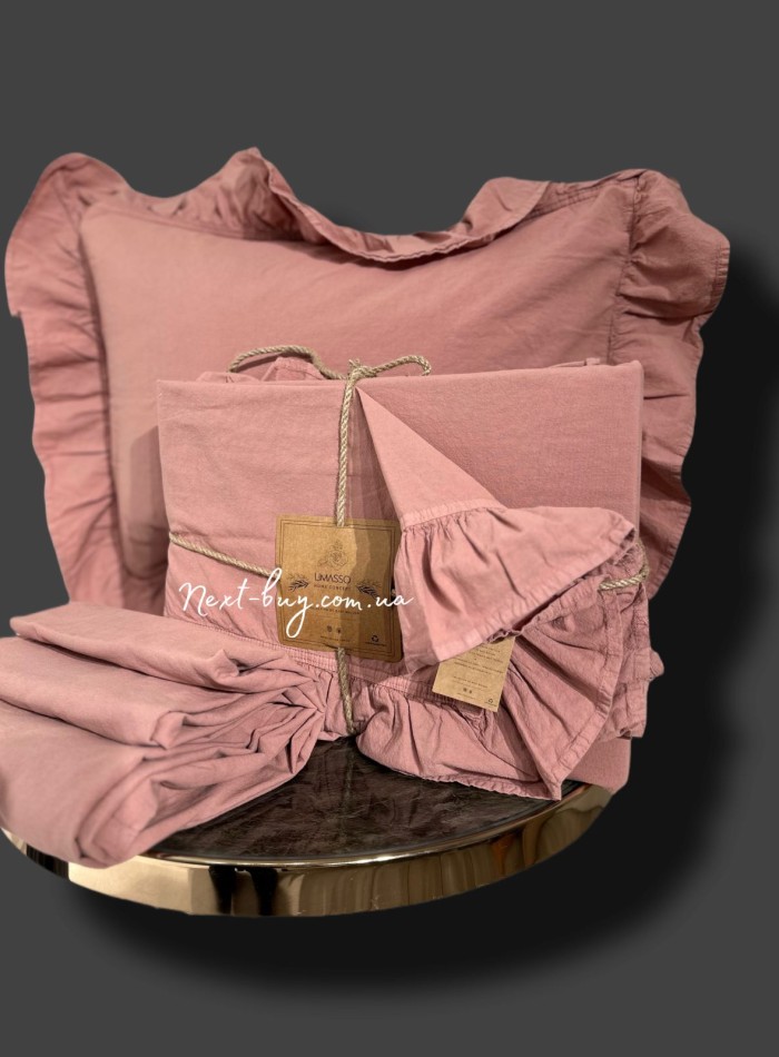 Ексклюзивна постільна білизна Limasso Exclusive Old Rose 200x220 з вареної бавовни - Зображення 7