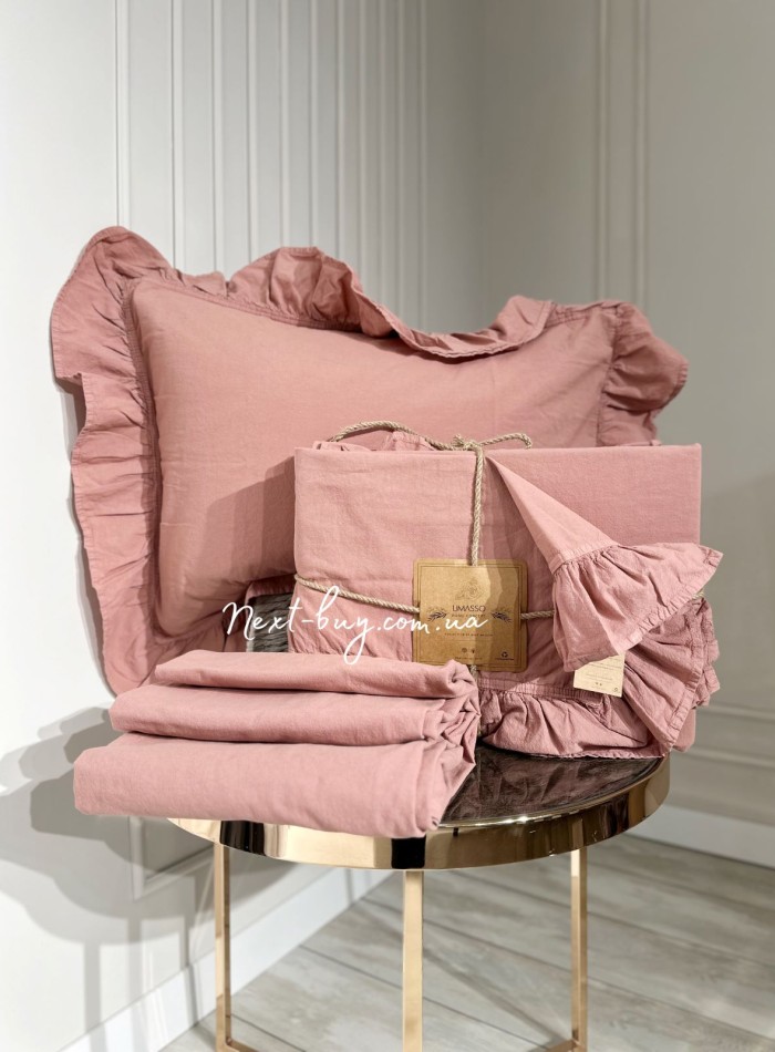 Ексклюзивна постільна білизна Limasso Exclusive Old Rose 200x220 з вареної бавовни - Зображення 6