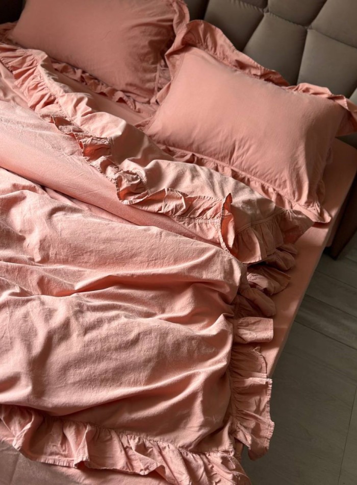 Ексклюзивна постільна білизна Limasso Exclusive Old Rose 200x220 з вареної бавовни - Зображення 4