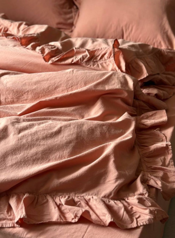 Ексклюзивна постільна білизна Limasso Exclusive Old Rose 200x220 з вареної бавовни - Зображення 5