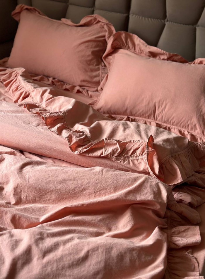 Ексклюзивна постільна білизна Limasso Exclusive Old Rose 200x220 з вареної бавовни - Зображення 3