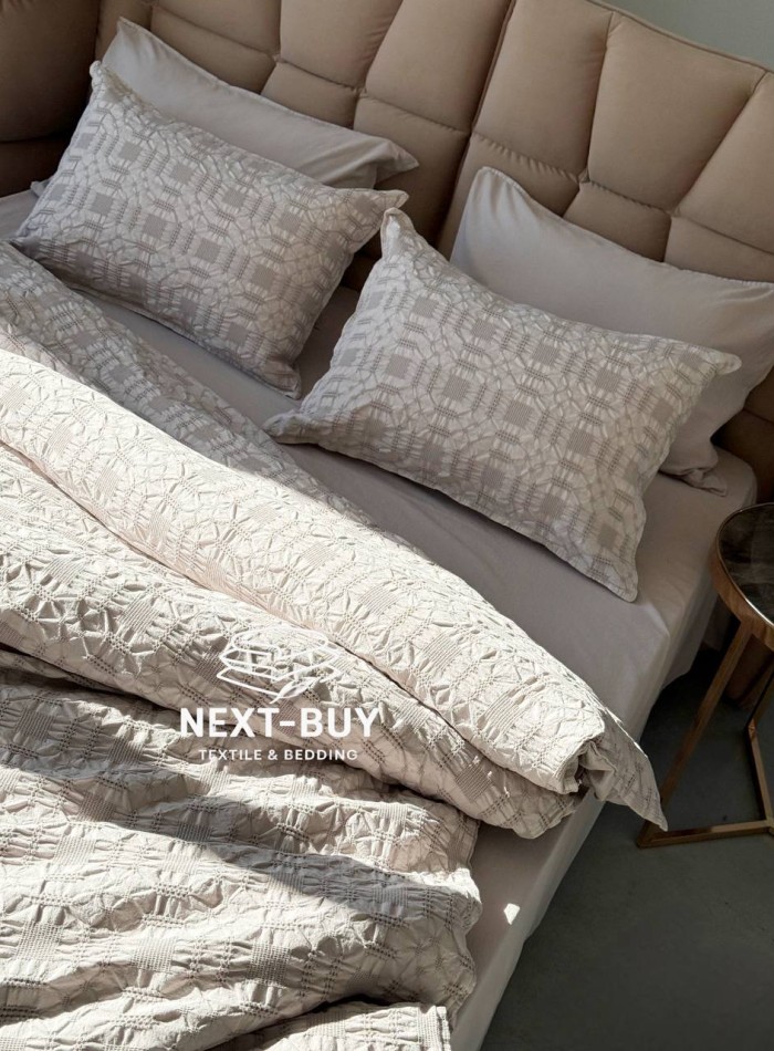 Эксклюзивное постельное белье Limasso Kristal Opal Grey 200x220 из вареного хлопка — изображение 6