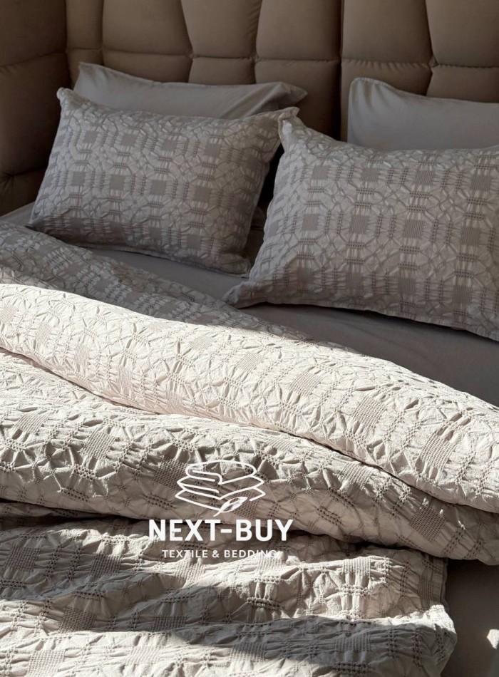 Эксклюзивное постельное белье Limasso Kristal Opal Grey 200x220 из вареного хлопка — изображение 7