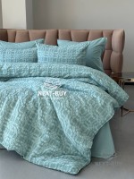 Эксклюзивное постельное белье Limasso Kristal Mineral blue 200x220 из вареного хлопка — изображение 3